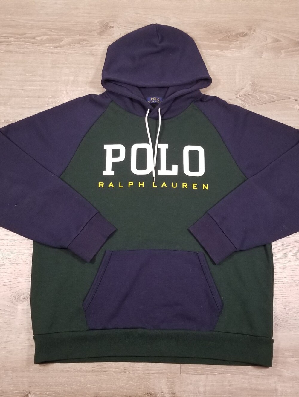 Polo Ralph Lauren Colorblock Pullover Fleece Hoodie Spellout Logo Mens XL